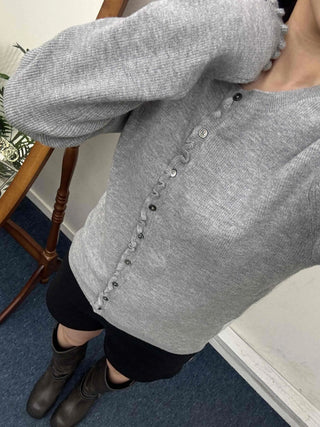 Daily Button V-Neck Slim Fit Knit Cardigan