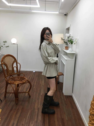 Natural Linen Oversized Flare Shirt Dress