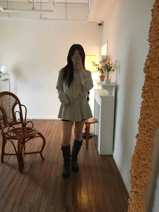 Natural Linen Oversized Flare Shirt Dress