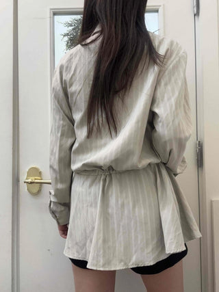 Natural Linen Oversized Flare Shirt Dress