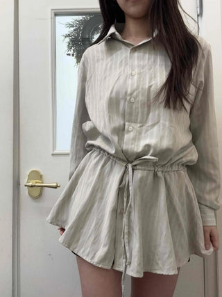 Natural Linen Oversized Flare Shirt Dress