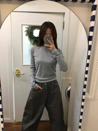 Cargo Pocket Slit Hem Straight Wide Pants