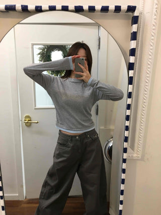 Cargo Pocket Slit Hem Straight Wide Pants