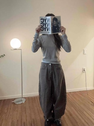 Cargo Pocket Slit Hem Straight Wide Pants