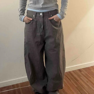 Cargo Pocket Slit Hem Straight Wide Pants
