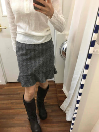 Elegance Wool Mix Peplum Frill Skirt