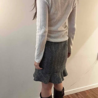 Elegance Wool Mix Peplum Frill Skirt