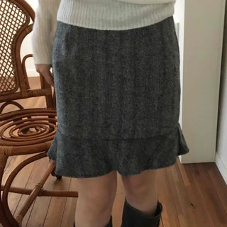 Elegance Wool Mix Peplum Frill Skirt