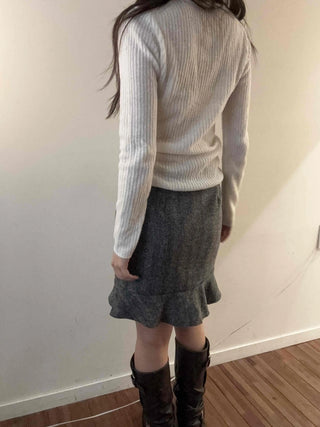 Elegance Wool Mix Peplum Frill Skirt