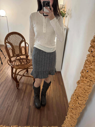 Elegance Wool Mix Peplum Frill Skirt