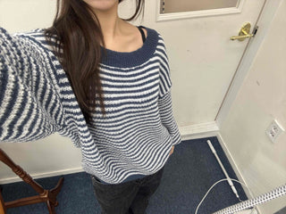 Fluffy Puff Sleeve Asymmetrical Shoulder Line Knit