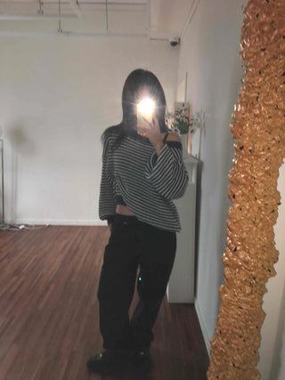 Fluffy Puff Sleeve Asymmetrical Shoulder Line Knit