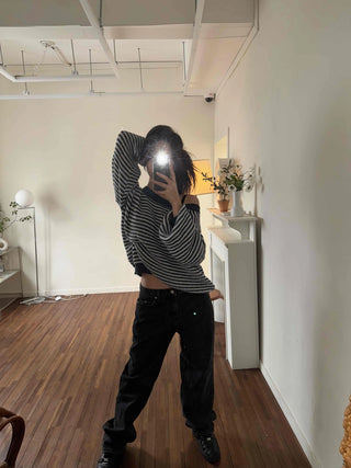 Fluffy Puff Sleeve Asymmetrical Shoulder Line Knit