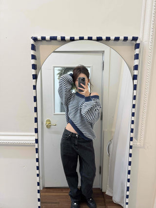 Fluffy Puff Sleeve Asymmetrical Shoulder Line Knit