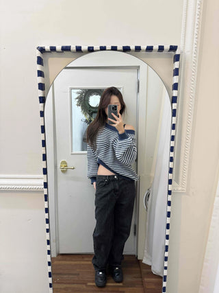 Fluffy Puff Sleeve Asymmetrical Shoulder Line Knit