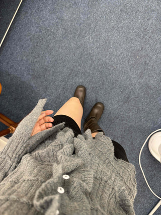 Cable Knitting Ruffle Collar Irregular Hem Knit Cardigan
