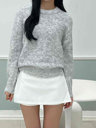 Feminine Puff Sleeve Loose Fit Round Knit