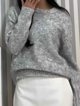 Feminine Puff Sleeve Loose Fit Round Knit