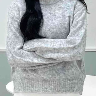 Feminine Puff Sleeve Loose Fit Round Knit