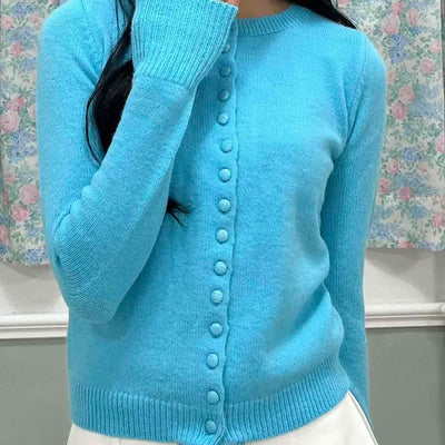 Classic Round Full Button Daily Knit Cardigan