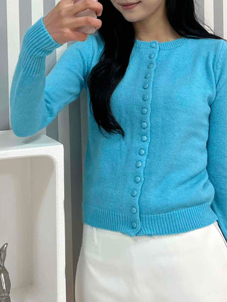 Classic Round Full Button Daily Knit Cardigan