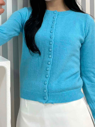 Classic Round Full Button Daily Knit Cardigan