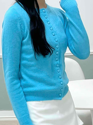 Classic Round Full Button Daily Knit Cardigan