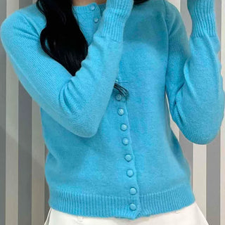 Classic Round Full Button Daily Knit Cardigan