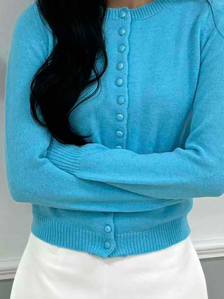 Classic Round Full Button Daily Knit Cardigan