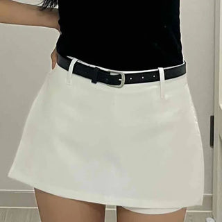 Modern Chic Belt-Detailed A-Line Mini Skirt