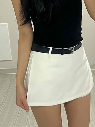Modern Chic Belt-Detailed A-Line Mini Skirt