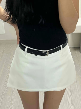 Modern Chic Belt-Detailed A-Line Mini Skirt