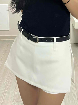 Modern Chic Belt-Detailed A-Line Mini Skirt