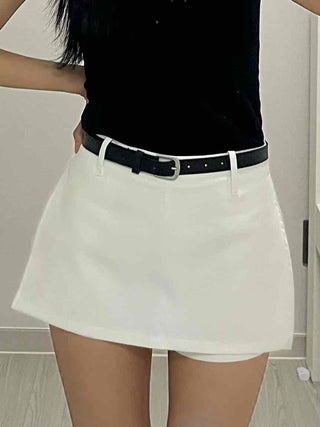 Modern Chic Belt-Detailed A-Line Mini Skirt