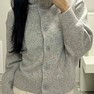 Classic Ribbed Raglan Round Neck Oversized Knit Cardigan