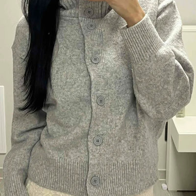 Classic Ribbed Raglan Round Neck Oversized Knit Cardigan
