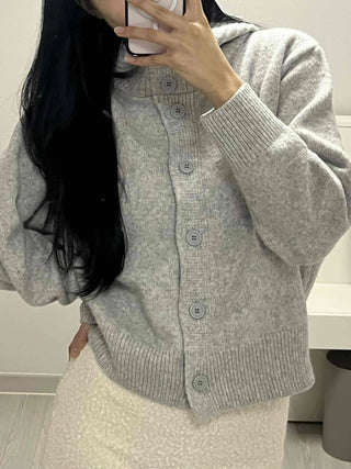 Classic Ribbed Raglan Round Neck Oversized Knit Cardigan
