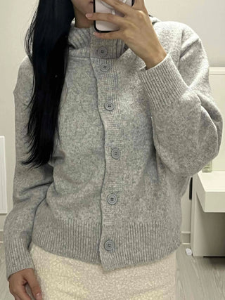 Classic Ribbed Raglan Round Neck Oversized Knit Cardigan