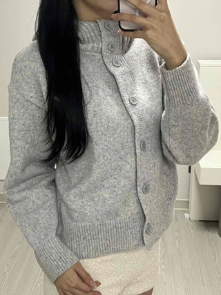Classic Ribbed Raglan Round Neck Oversized Knit Cardigan