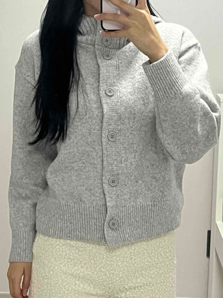 Classic Ribbed Raglan Round Neck Oversized Knit Cardigan