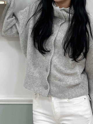 Classic Ribbed Raglan Round Neck Oversized Knit Cardigan