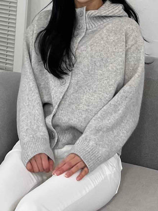 Classic Ribbed Raglan Round Neck Oversized Knit Cardigan