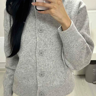 Classic Ribbed Raglan Round Neck Oversized Knit Cardigan