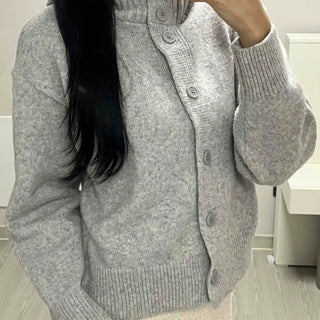 Classic Ribbed Raglan Round Neck Oversized Knit Cardigan