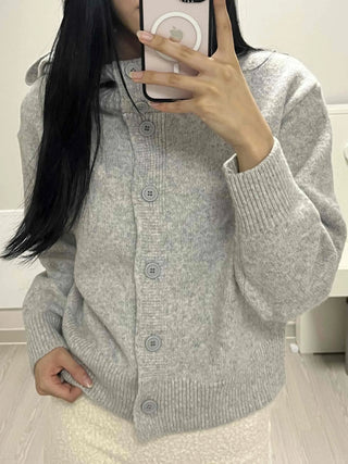 Classic Ribbed Raglan Round Neck Oversized Knit Cardigan