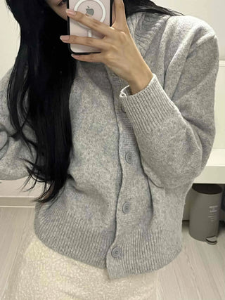 Classic Ribbed Raglan Round Neck Oversized Knit Cardigan