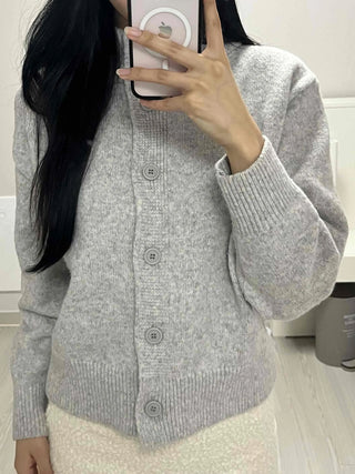 Classic Ribbed Raglan Round Neck Oversized Knit Cardigan