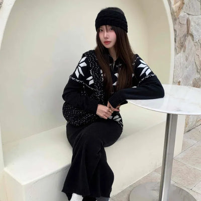 Star embroidered vest and wide pants two-piece set