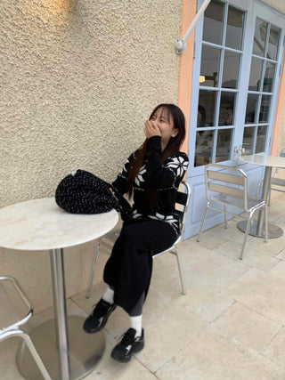 Star embroidered vest and wide pants two-piece set