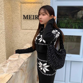 Star embroidered vest and wide pants two-piece set